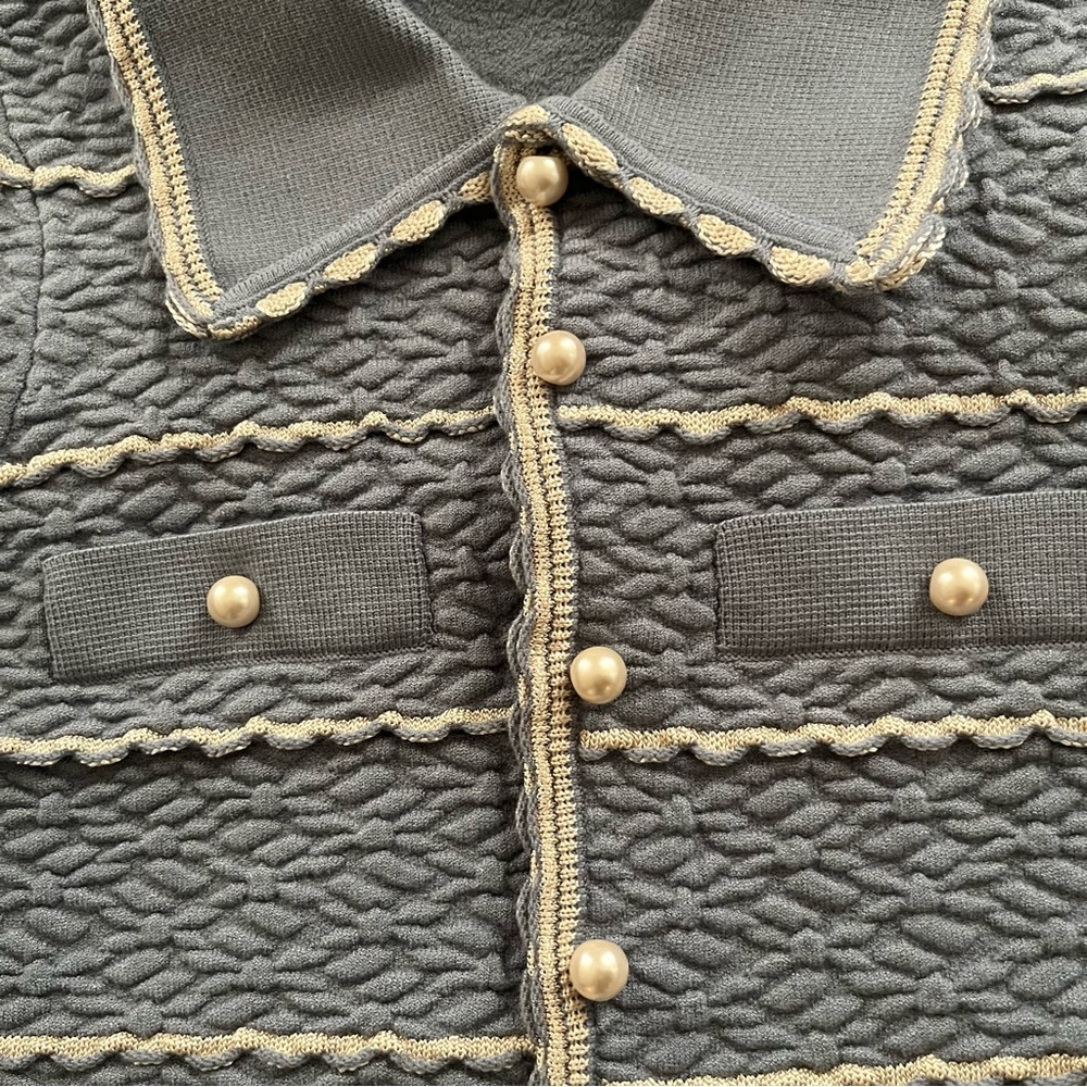 SOLD BNWT Sandro Infinity Cropped Cardigan Blue XS MSRP $295 - Picture 8 of 15